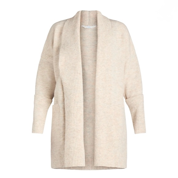 Time and Tru Beige Fuzzy Open Front Cardigan Sweater, Midweight, Size L - Picture 5 of 11